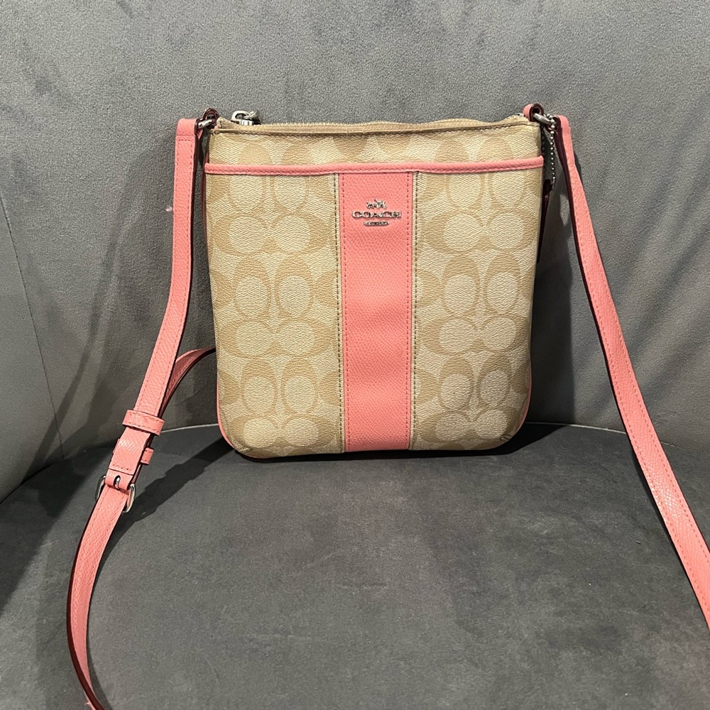 Coach Pink/Beige signature crossbody
